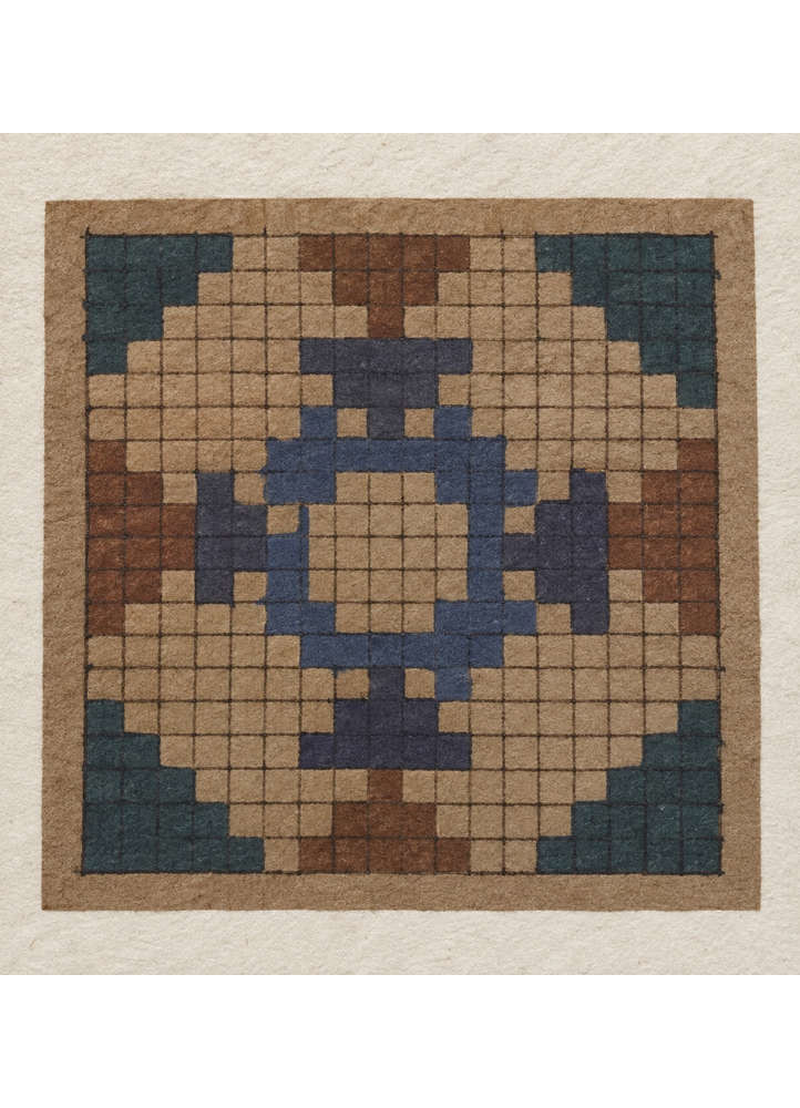 Indigo Star Medallion Weaving Chart vibrant  Art Work Rug